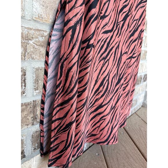 ANTHROPOLOGIE Elyse Midi Dress Tiger Stripe XL Animal Print Safari Vintage Edge - Picture 4 of 13